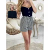 My Look Féminin Mon short ceinturé pied de poule noir/blanc Online