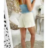 My Look Féminin Mon short en jeans beige taille haute Discount
