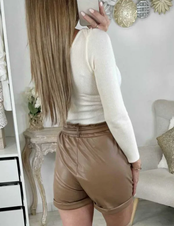 My Look Féminin Mon short style cuir basic caramel Best