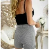 My Look Féminin Mon short taille haute black vichy et boutons dorés Outlet