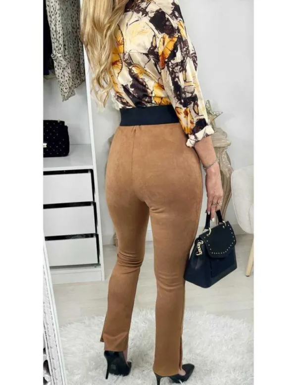 My Look Féminin Mon superbe pantalon droit camel suédine & fendu Best