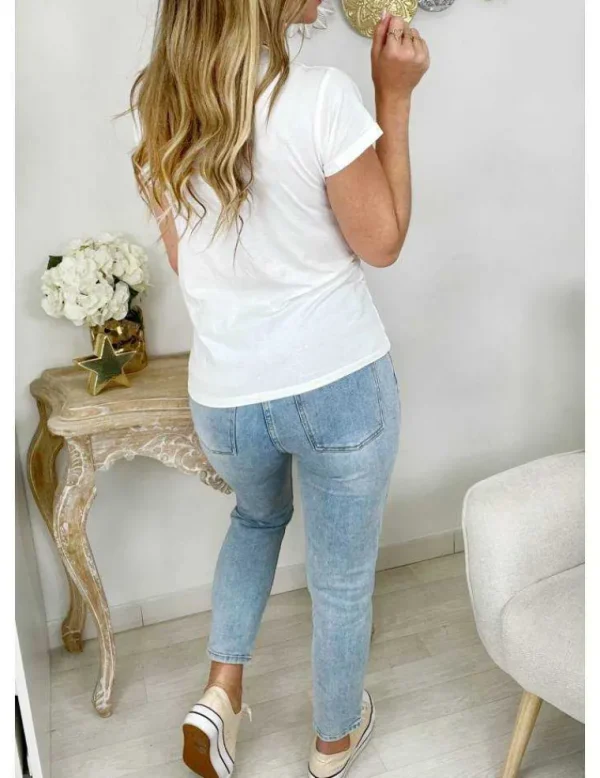 My Look Féminin Mon tee shirt blanc " blue heart" Clearance