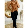 My Look Féminin Mon top chocolat "satiné et plissé" Fashion