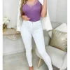 My Look Féminin Mon top en maille Lila " joli col dentelle" Outlet