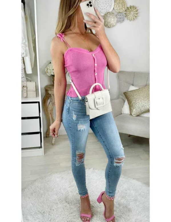 My Look Féminin Mon top en maille rose " jolis petits volants" Fashion