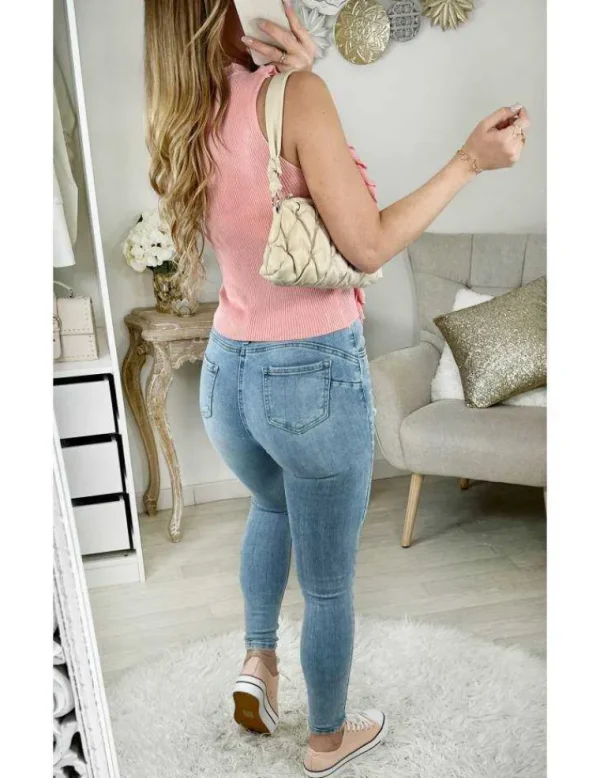 My Look Féminin Mon top en maille rose " jolis petits volants" Fashion