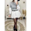 My Look Féminin Mon top gris côtelé effet 2 pièces New
