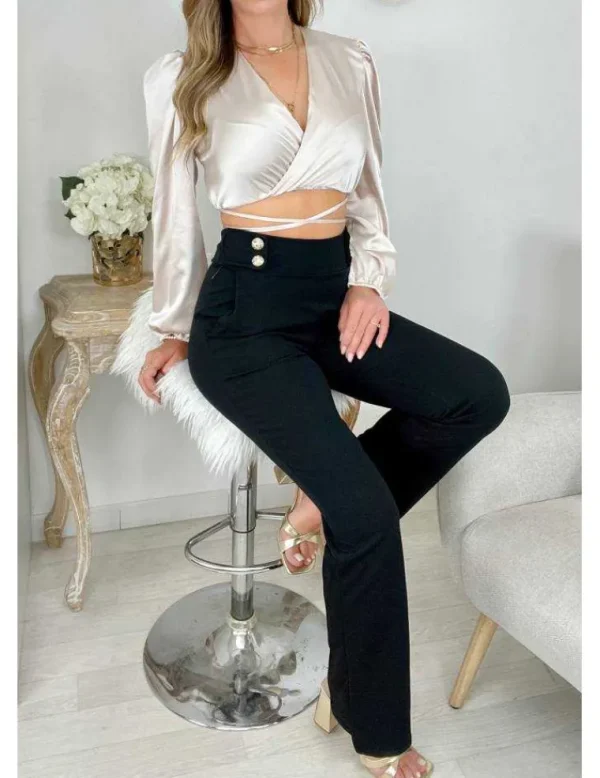 My Look Féminin Mon top satiné beige " taille lacée" Hot