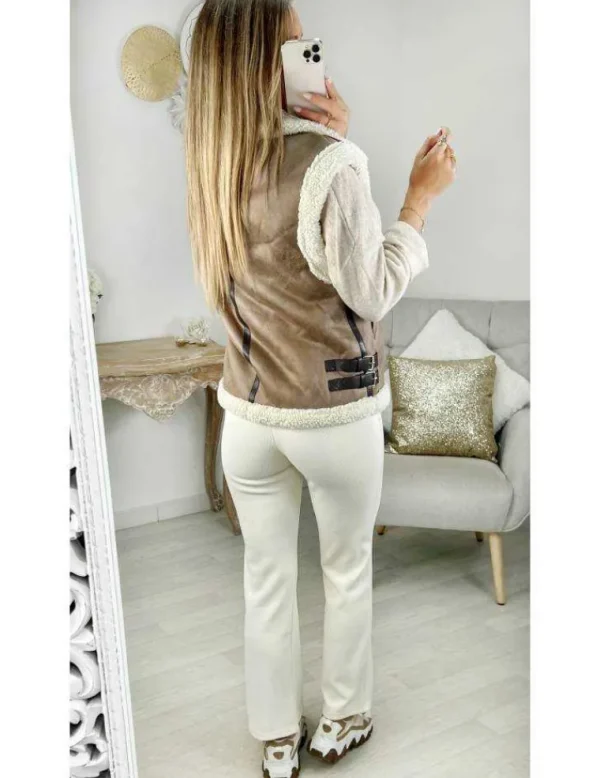 My Look Féminin pantalon côtelé écru Sale