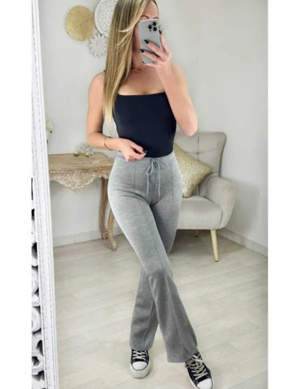 My Look Féminin Pantalon droit gris style jogging Clearance