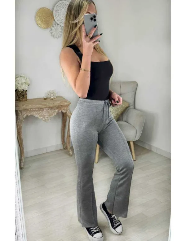 My Look Féminin Pantalon droit gris style jogging Clearance