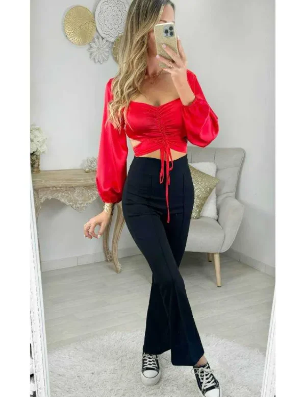 My Look Féminin pantalon noir classique & droit Outlet
