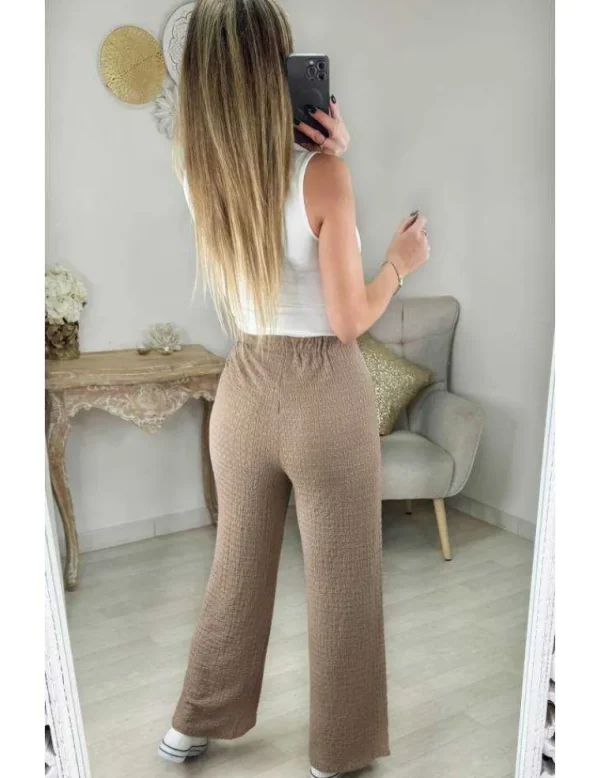 My Look Féminin Pantalon taupe style lin Sale