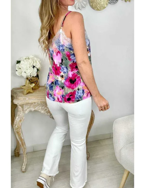 My Look Féminin Petit top col dentelle "blurry flowers" Best