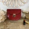 My Look Féminin Petit sac en cuir rouge "style croco" Clearance
