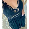 My Look Féminin Petite robe noire "broderies et dos croisé" New