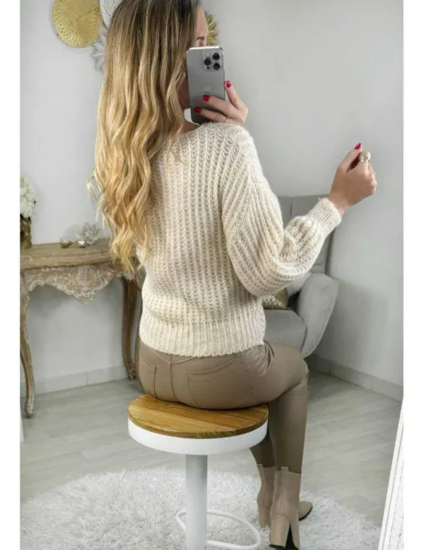 My Look Féminin pull en lainage beige ajouré Clearance