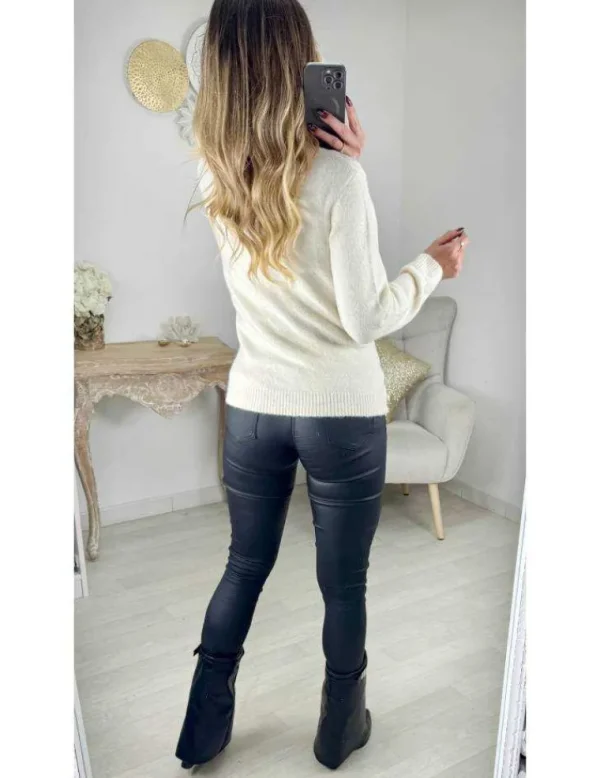 My Look Féminin Pull en lainage beige & strass Hot