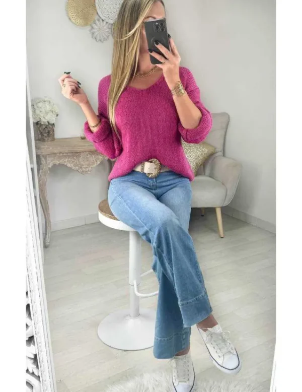 My Look Féminin Pull en lainage rose Best