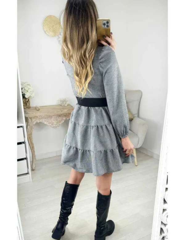My Look Féminin Robe ample motifs pied de poule New