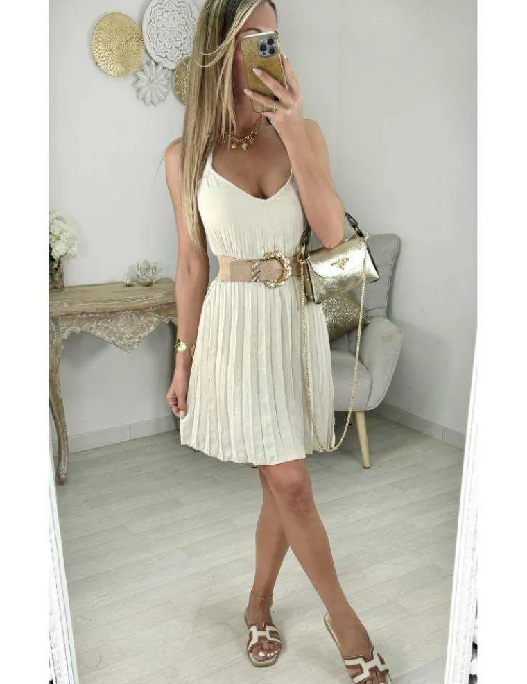 robe_beige_plisse_dos_nu_1.webp My Look Féminin Robe beige plissée dos nu Outlet