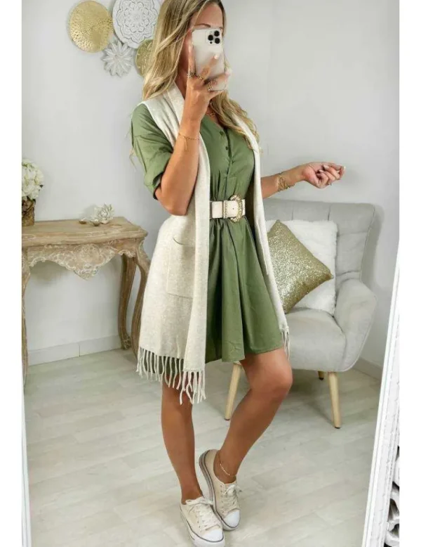 My Look Féminin robe chemisier ample kaki New