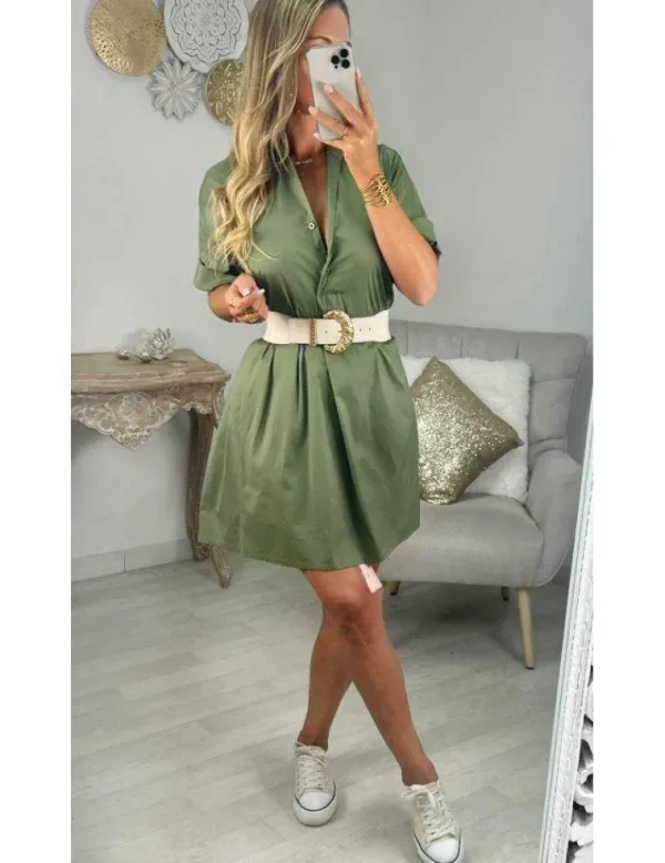 My Look Féminin robe chemisier ample kaki New