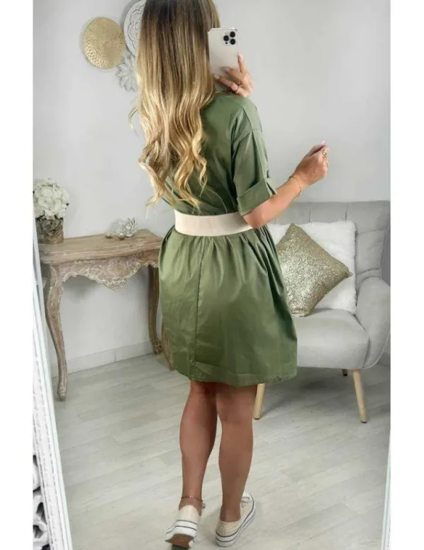 My Look Féminin robe chemisier ample kaki New
