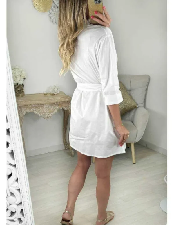 My Look Féminin robe chemisier blanche et sa ceinture New