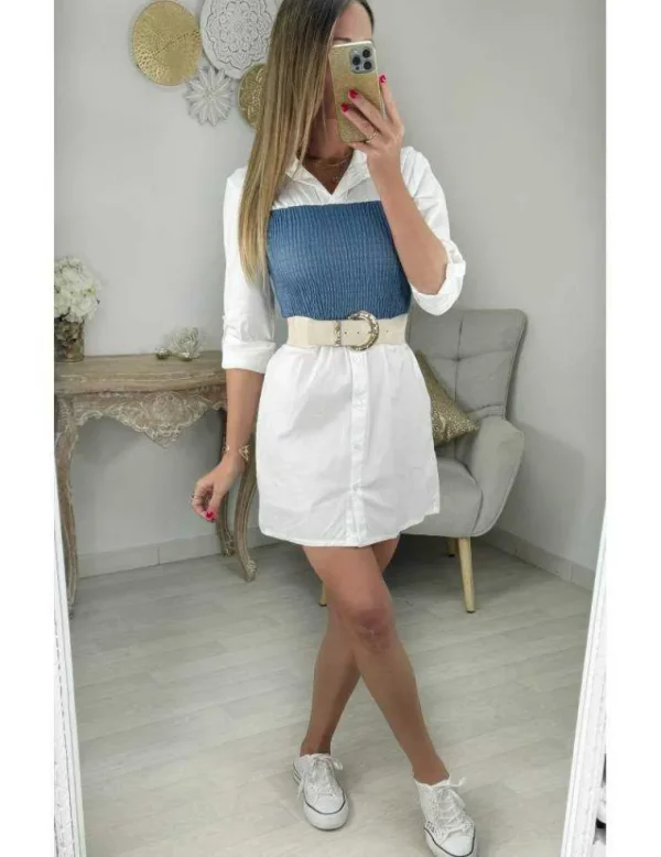 My Look Féminin robe chemisier effet deux pièces & smockée Online