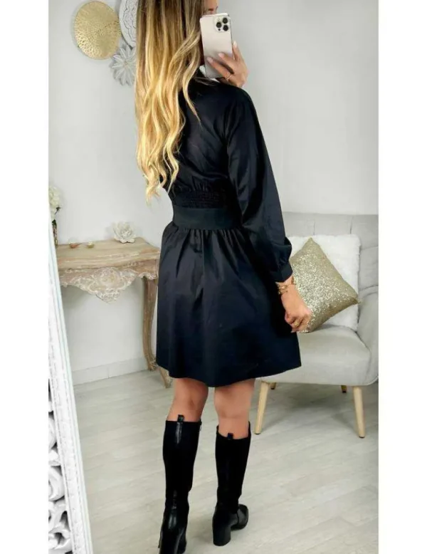 My Look Féminin robe chemisier noire dos froncé Online