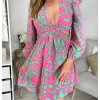 My Look Féminin Robe droite Femme cut out motif rose et vert, tendance et chic Sale