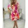 My Look Féminin robe droite rose orange & liserés argentés Clearance