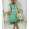 My Look Féminin robe fleurie mi-longue verte & asymétrique Best