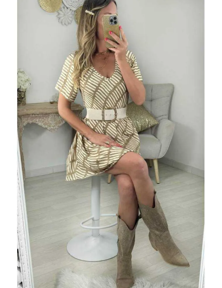 robe_fluide_motifs_carame_1.webp My Look Féminin robe fluide motifs caramel col v Outlet