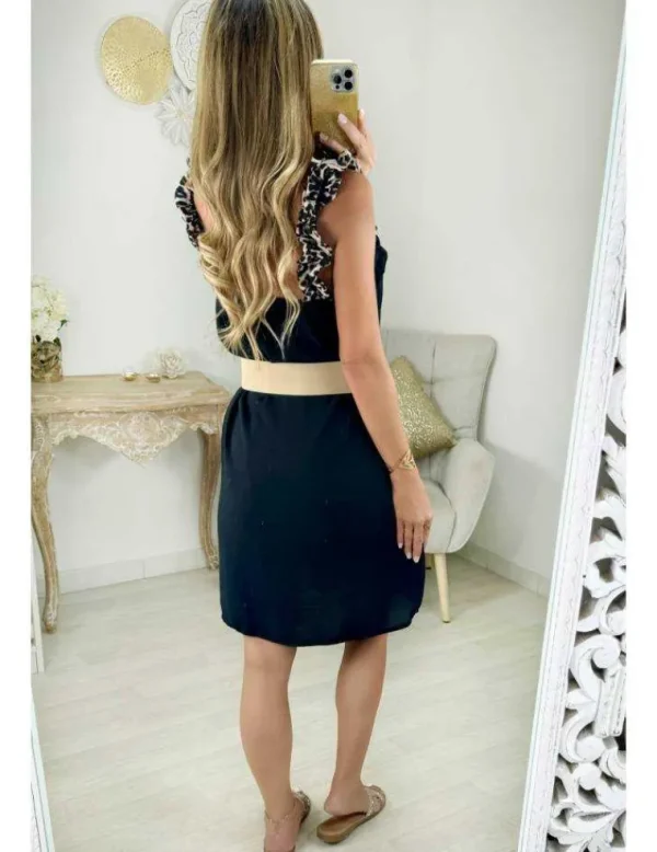 My Look Féminin robe fluide noire bretelles " léo froufrou" Outlet