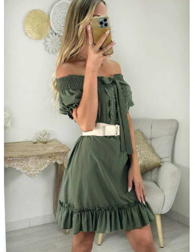 robe_kaki_brode_paules_dn_1.webp My Look Féminin robe kaki brodée épaules dénudées Outlet