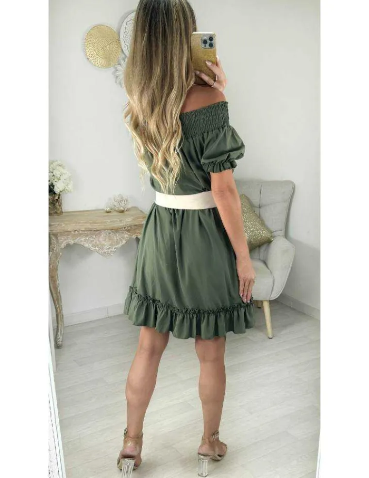 robe_kaki_brode_paules_dn_2.webp My Look Féminin robe kaki brodée épaules dénudées Outlet