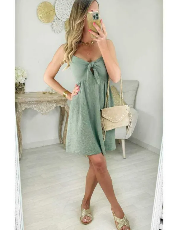 My Look Féminin robe kaki gaze de coton Hot