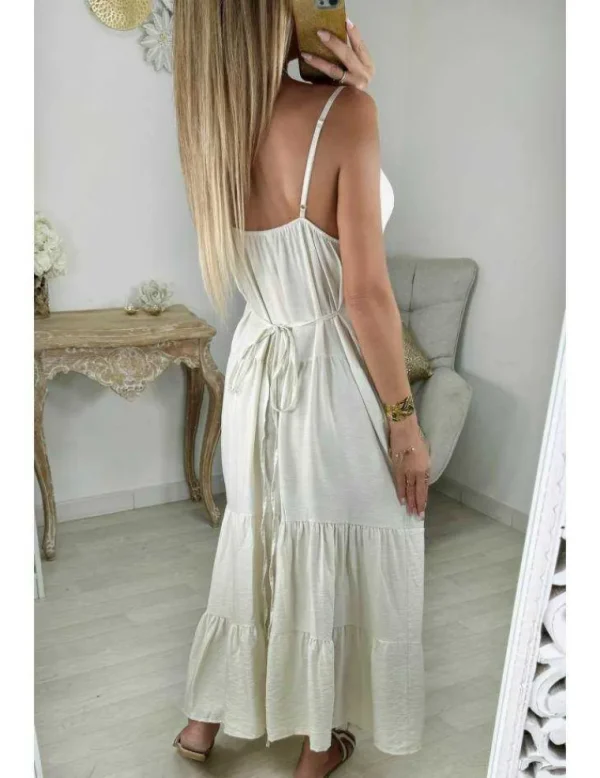 My Look Féminin robe longue beige style lin boutonné Discount