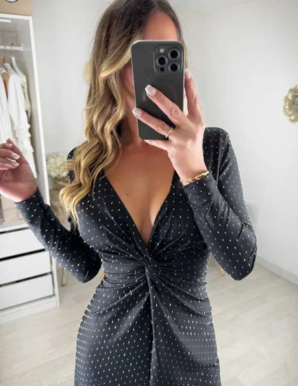 My Look Féminin Robe longue black & strass Discount