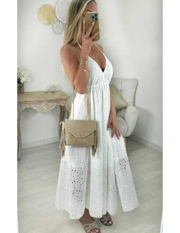 My Look Féminin Robe longue blanche broderie anglaise Fashion