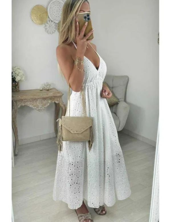 My Look Féminin Robe longue blanche broderie anglaise Fashion