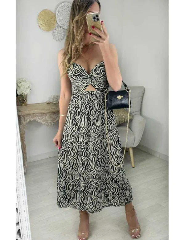 My Look Féminin robe longue et ajourée " zébra" Fashion