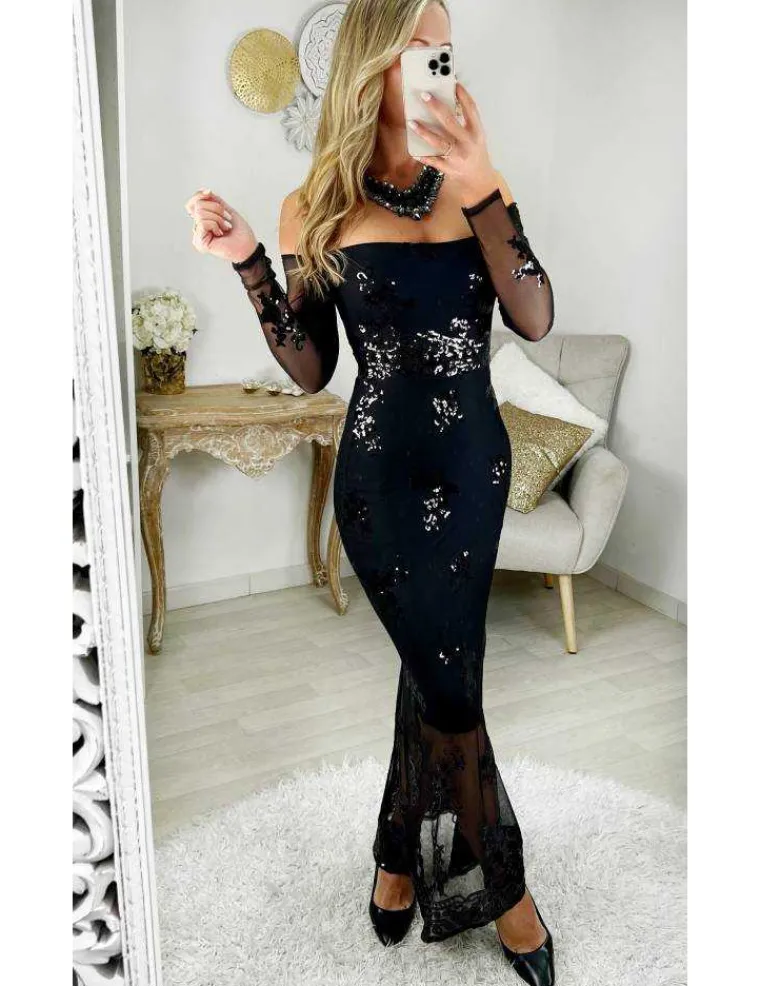 robe_longue_noire_en_tull_1.webp My Look Féminin robe longue noire en tulle & sequins Best