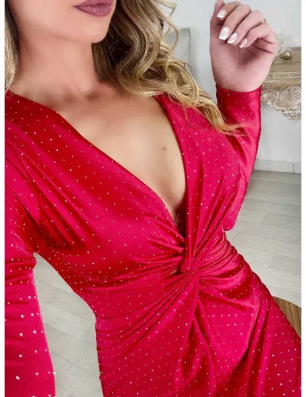 My Look Féminin Robe longue red & strass Fashion