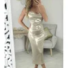 My Look Féminin Robe mi-longue gold dos nu Discount