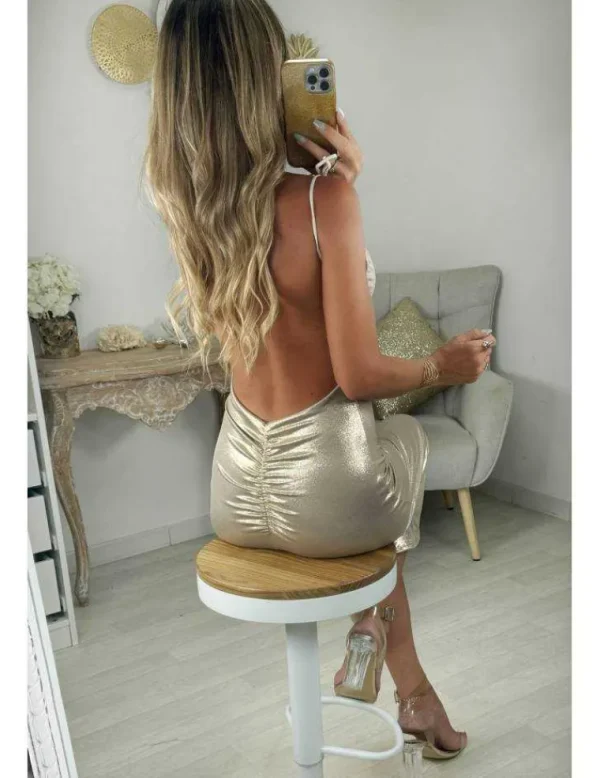 My Look Féminin Robe mi-longue gold dos nu Discount