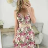 My Look Féminin robe motifs kaki fuchsia & dorés New