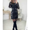 My Look Féminin Robe noire full sequins Sale